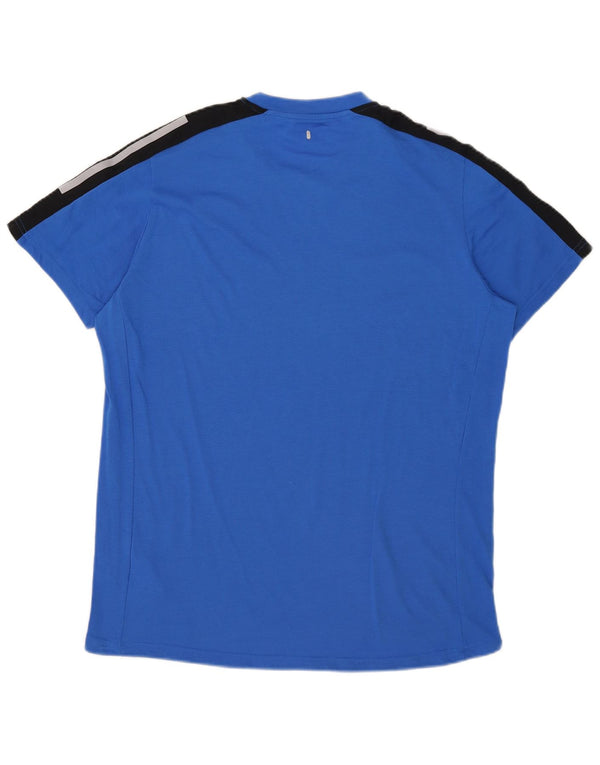 Adidas Herre Aeroready Grafisk T-Shirt Top Stor Blå Colourblock Polyester