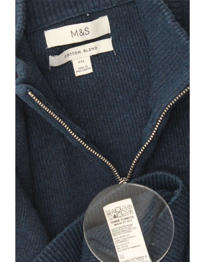 Marks & Spencer herre cardigan sweater 2XL marineblå polyester