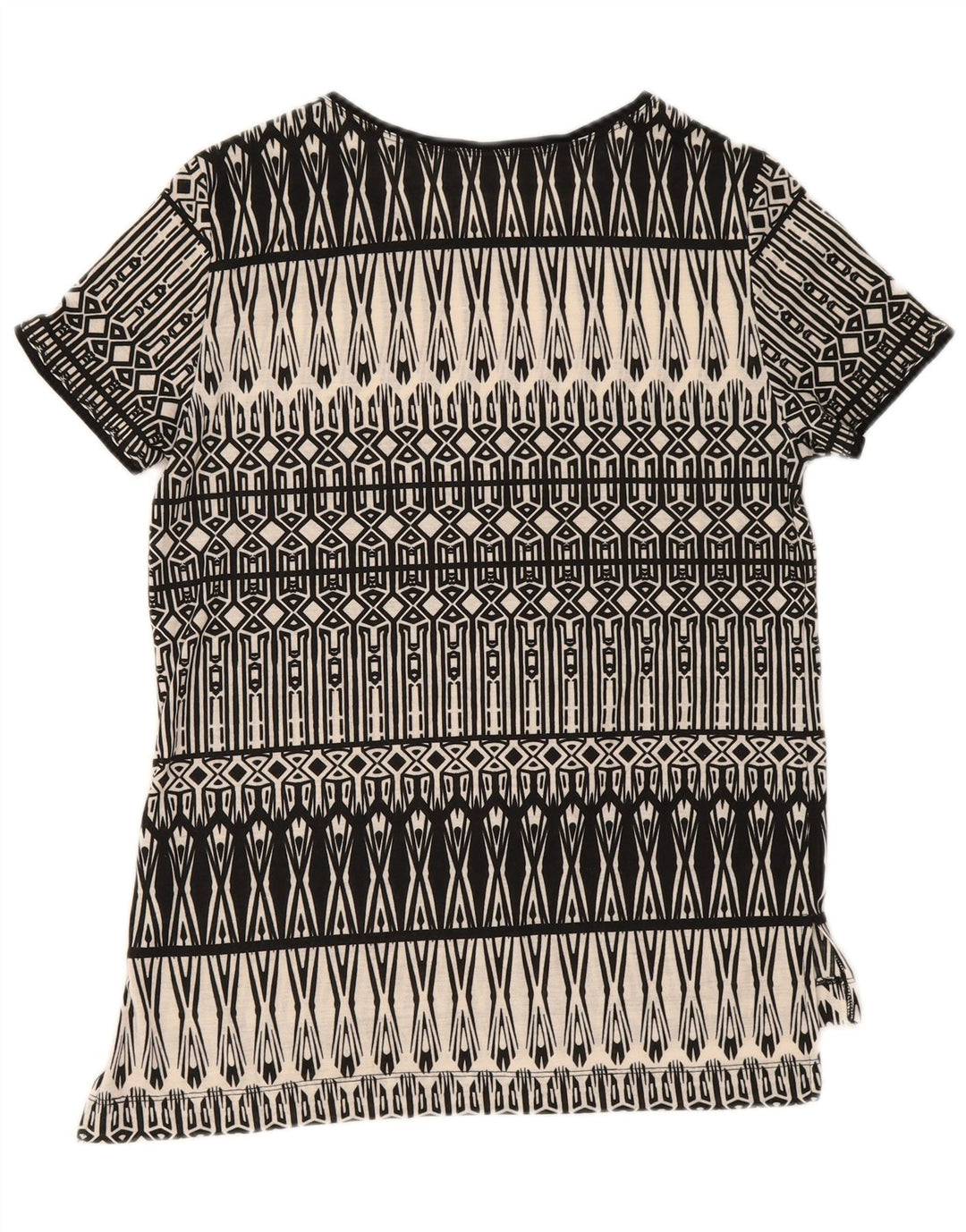 Oasis Dame T-Shirt Top UK 10 Lille Sort Geometrisk