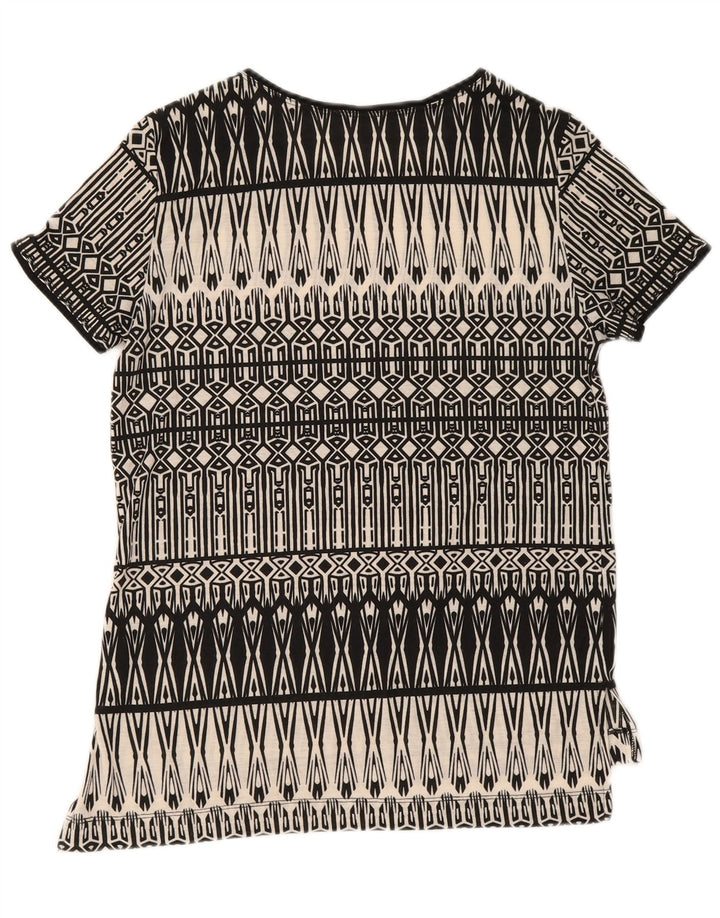 Oasis Dame T-Shirt Top UK 10 Lille Sort Geometrisk
