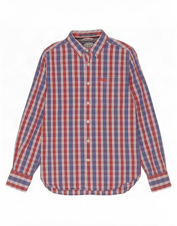 Superdry herreskjorte stor blå plaid bomuld
