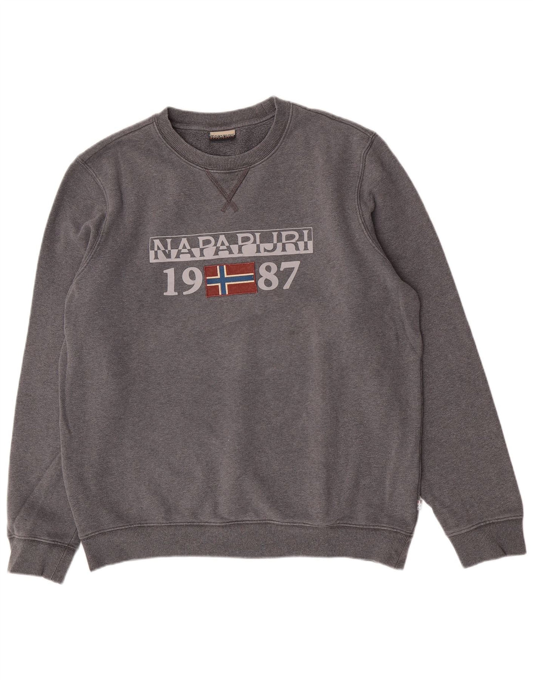 Napapijri Herre Geographic Graphic Sweatshirt Jumper Stor Grå Bomuld