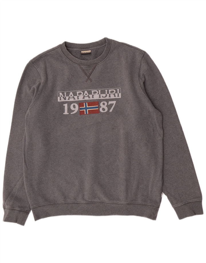 Napapijri Herre Geographic Graphic Sweatshirt Jumper Stor Grå Bomuld