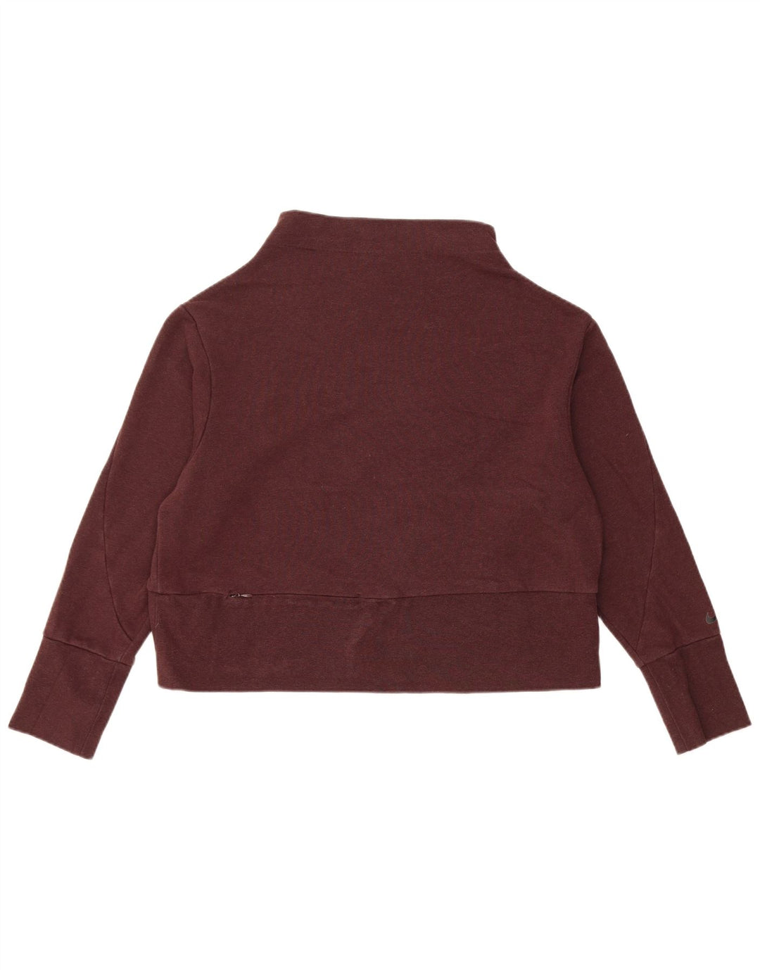 Nike Dame Dri Fit Crop Sweatshirt Jumper UK 14 Medium Burgundy Polyester