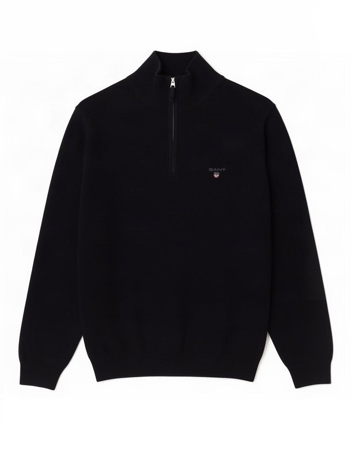 Gant Herre Zip Neck Jumper Sweater Medium Navy Blue Uld