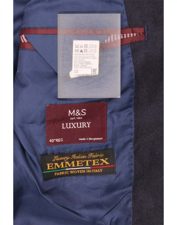MARKS & SPENCER Herre 2-knaps blazerjakke UK 40 Mellem marineblå uld