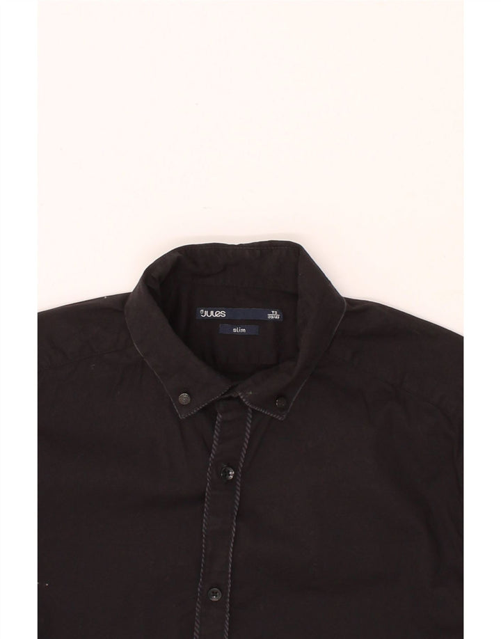 JULES Mens Slim Shirt Small Black Cotton Vintage Jules and Second-Hand Jules from Messina Hembry 
