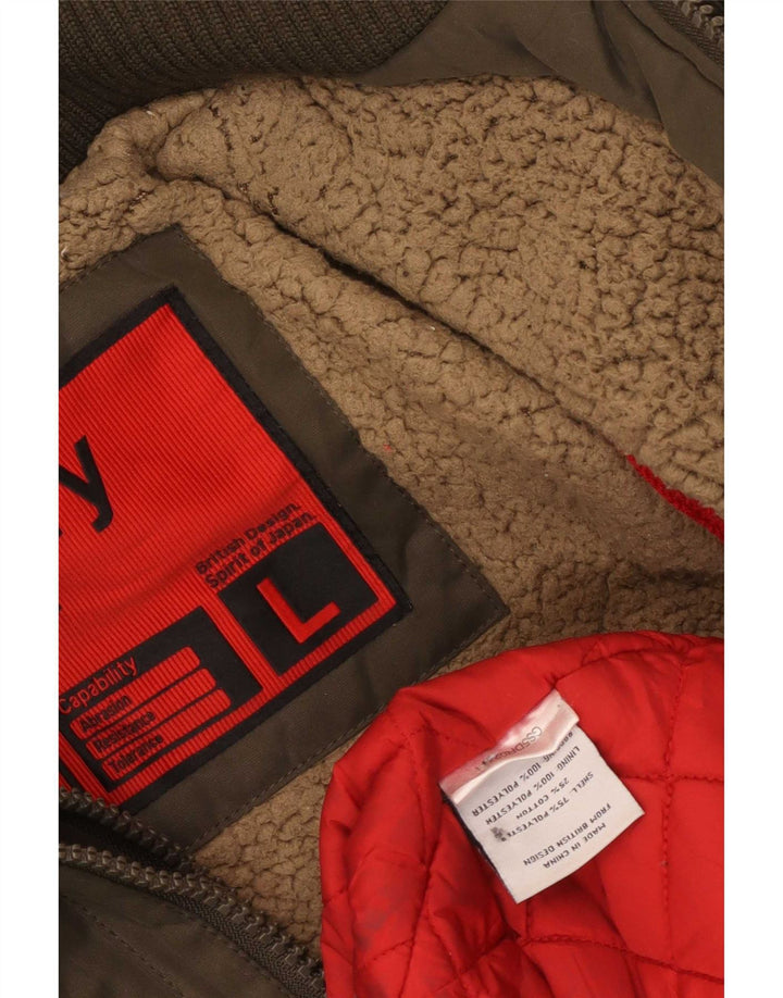 Superdry Parkajakke med hætte til kvinder UK 40 Stor brun polyester