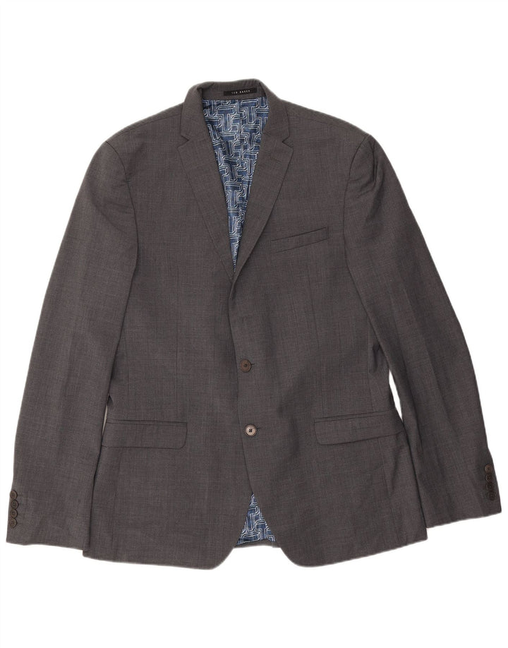 Ted Baker Herre 2 Button Slim Fit Blazer Jacket UK 42 XL Grå Uld