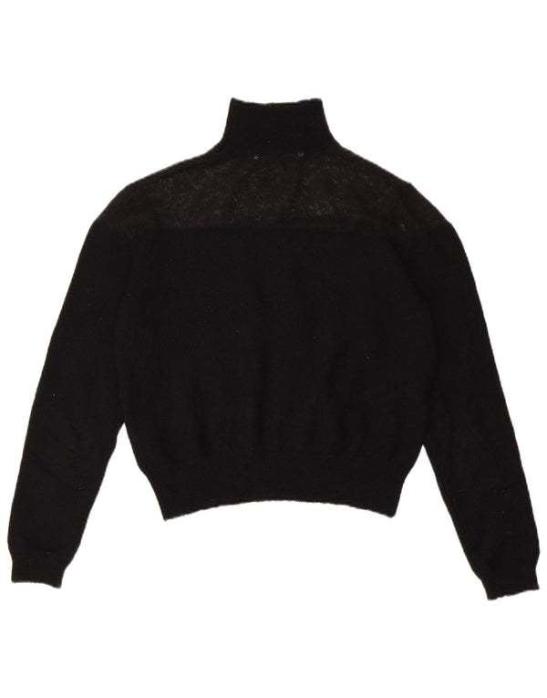 Zara Womens Crop Roll Neck Jumper Sweater UK 10 Small Black Polyester