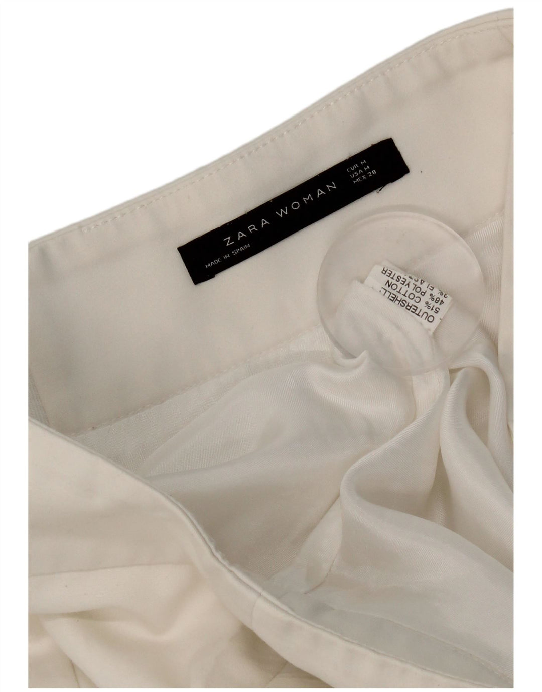 Zara Dame Mini Nederdel Medium W28 Hvid Bomuld