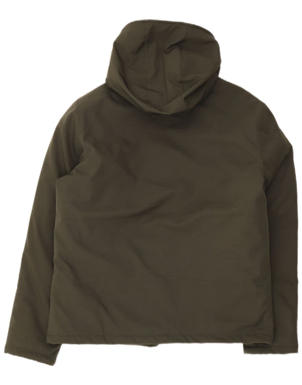 Vintage polstret hættejakke til mænd UK 42 XL Grøn polyester