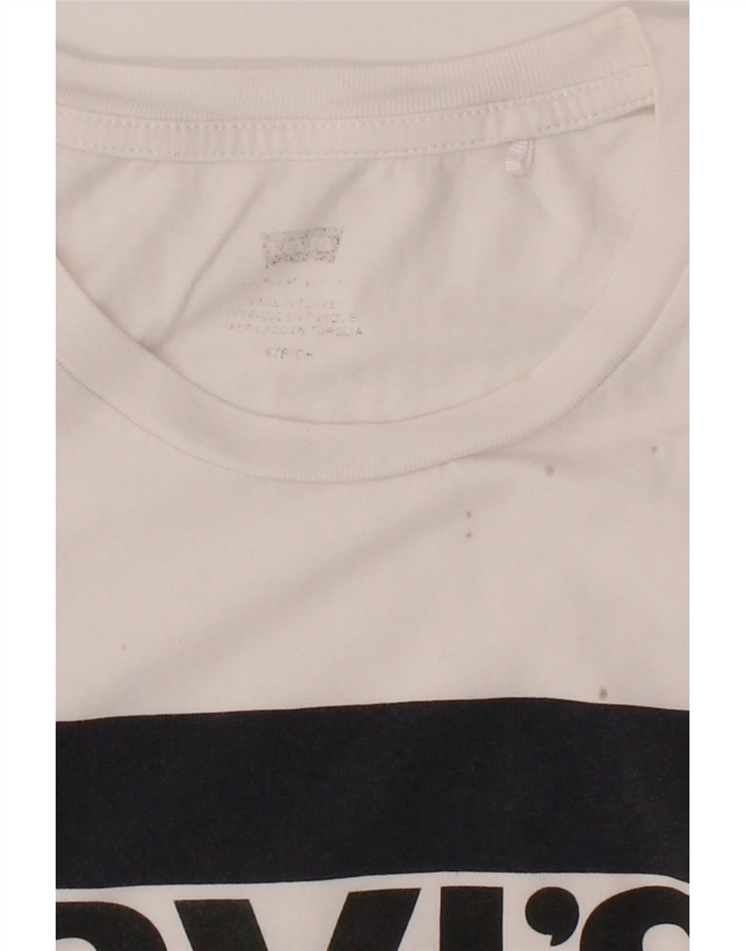 LEVI'S Womens Graphic T-Shirt Top UK 10 Small White Cotton Vintage Levi's and Second-Hand Levi's from Messina Hembry 