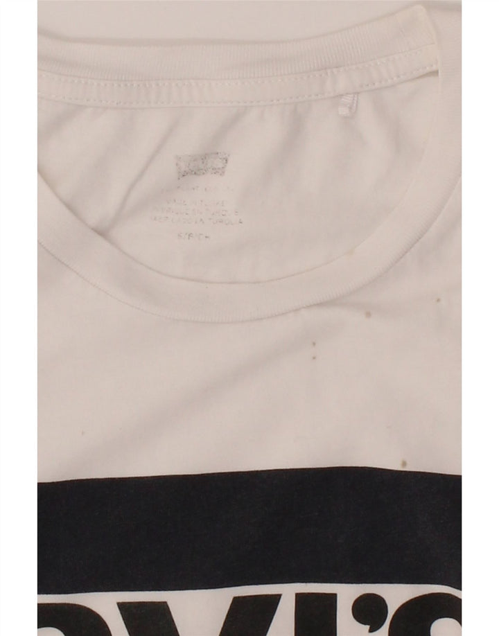 LEVI'S Womens Graphic T-Shirt Top UK 10 Small White Cotton Vintage Levi's and Second-Hand Levi's from Messina Hembry 