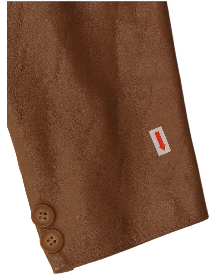 Vintage Dame 2 Button Blazer Jacket IT 44 Medium Beige Læder Classic