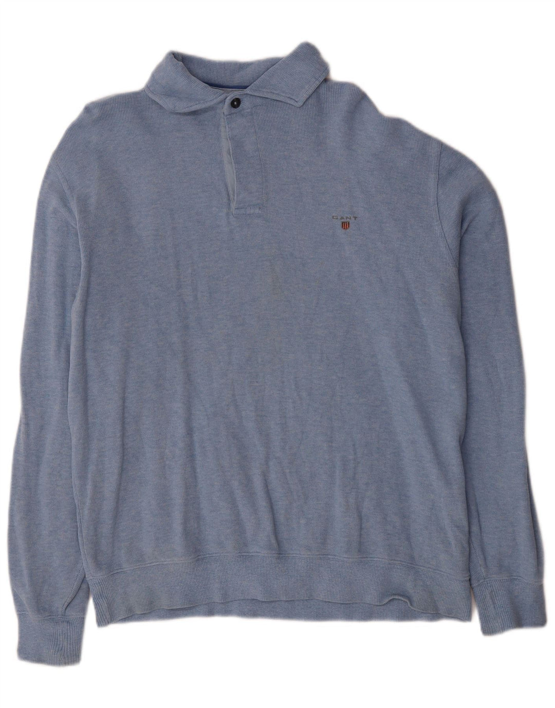 GANT Mens Polo Neck Sweatshirt Jumper XL Blue Cotton