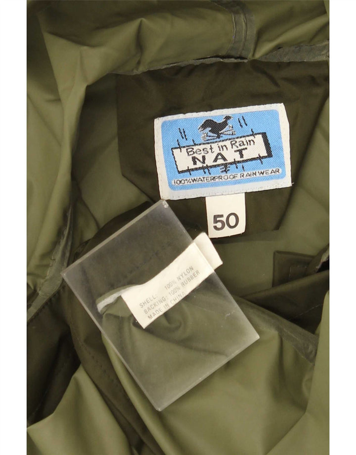 Vintage Herre Hætte Regnjakke IT 50 Stor Khaki Nylon