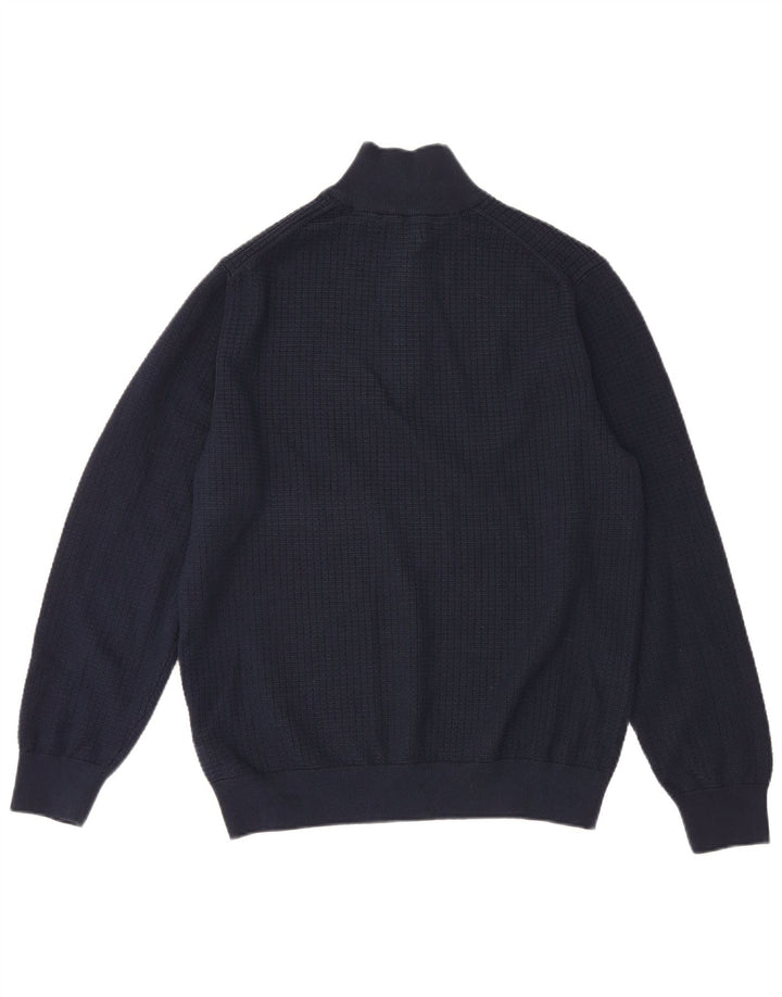 Gant Herre Zip Neck Jumper Sweater Large Navy Blue Bomuld