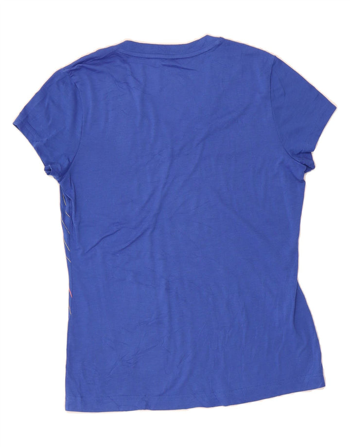 FILA Womens T-Shirt Top UK 14 Large Blue Striped Polyester Vintage Fila and Second-Hand Fila from Messina Hembry 