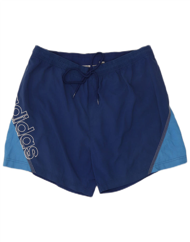 Adidas Grafiske svømmeshorts til mænd, store blå farveblok polyamid