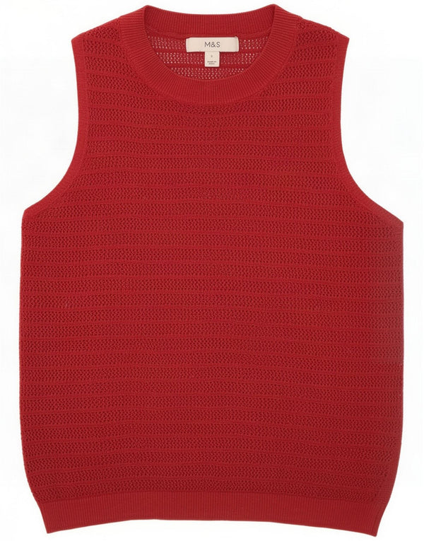 Marks & Spencer Dame Vest Tank Top UK 10 Small Burgundy Striped