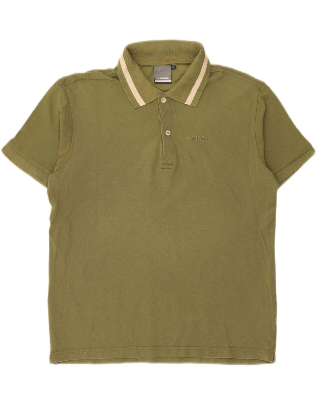 DIADORA Mens Polo Shirt Large Khaki Cotton