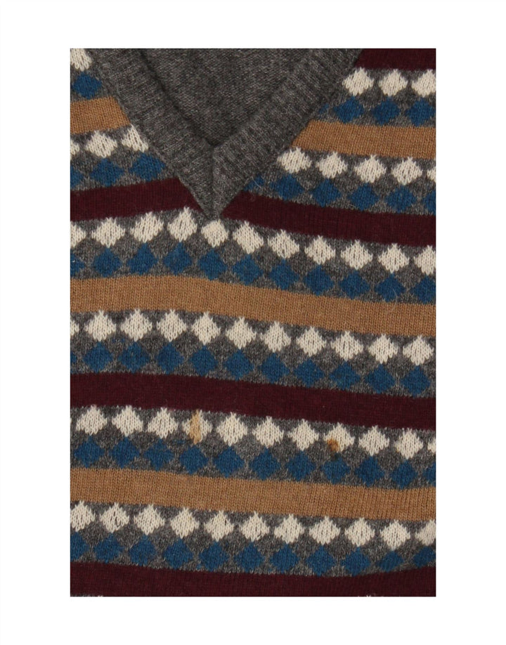 Carrera Herre V-hals sweater Stor grå stribet uld