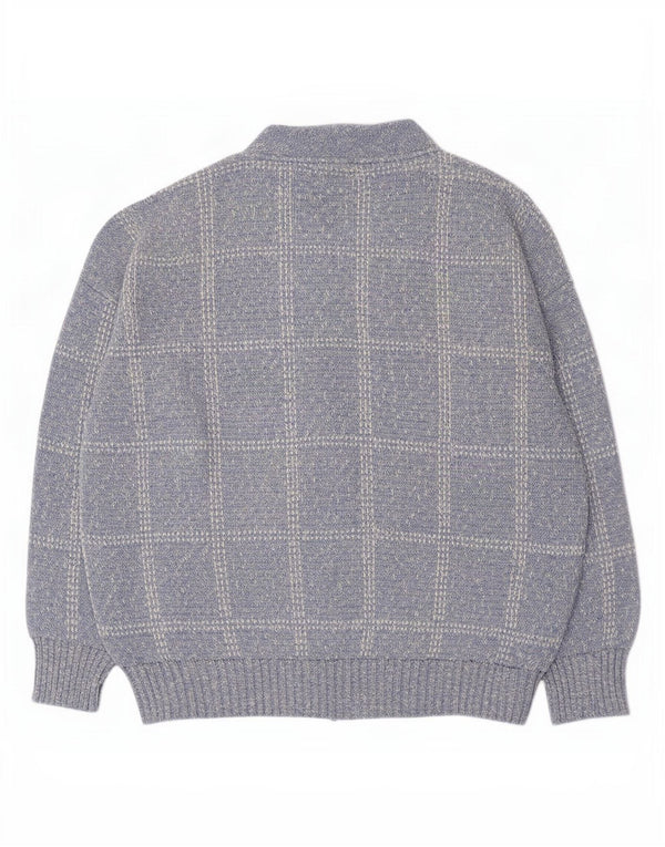 Rodes Herre Cardigan Sweater XL Blå ternet akryl