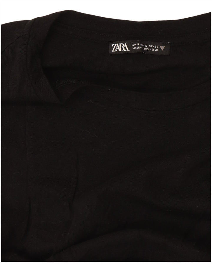 Zara Dame Oversized T-Shirt Top UK 10 Lille Sort