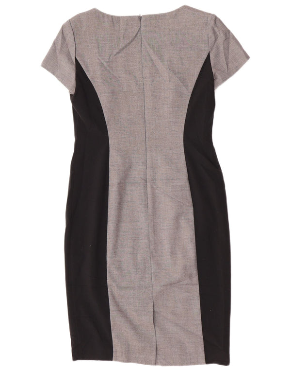 Marks & Spencer Womens Sheath Dress UK 10 Small Grey Colourblock Polyester