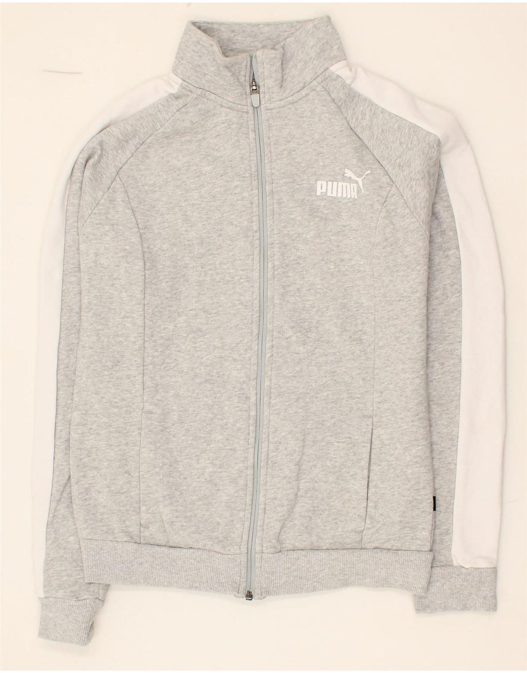 PUMA Womens Tracksuit Top Jacket UK 10 Small Grey Colourblock Cotton Vintage Puma and Second-Hand Puma from Messina Hembry 