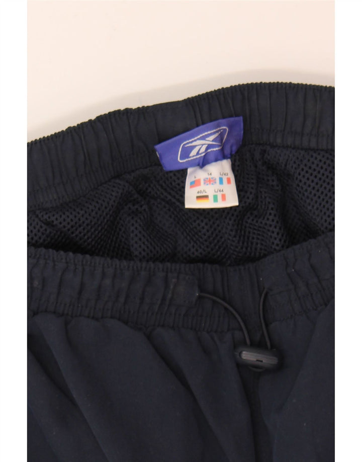 REEBOK Womens Bermuda Sport Shorts UK 14 Medium  Navy Blue Polyester Vintage Reebok and Second-Hand Reebok from Messina Hembry 