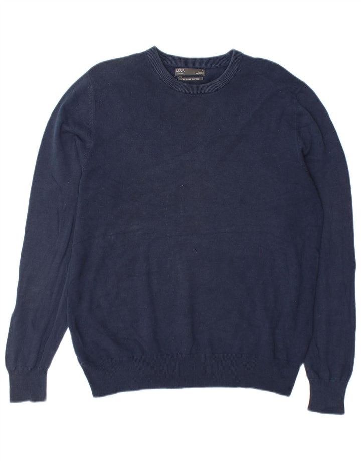 Marks & Spencer Herre sweater med rund hals, medium marineblå bomuld