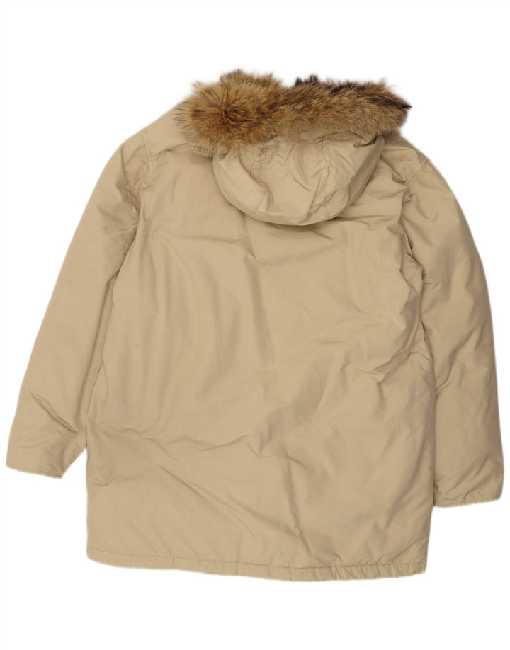 Woolrich Herre hættepolstret jakke UK 42 XL Beige Bomuld