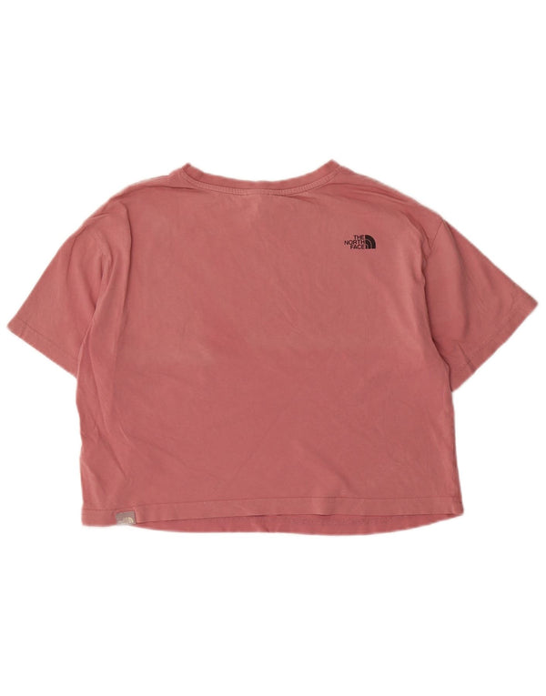 The North Face Womens Crop T-Shirt Top UK 14 Medium Pink Bomuld