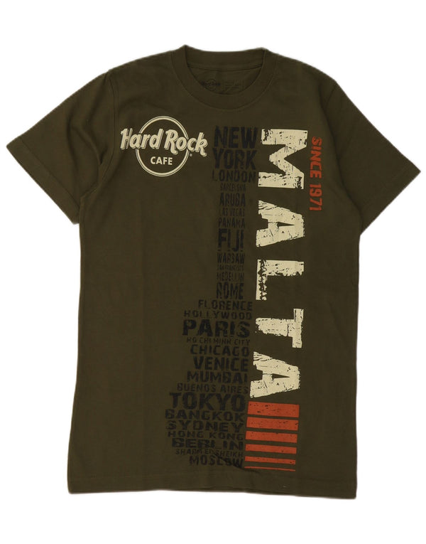 Hard Rock Cafe Herre Malta Grafisk T-Shirt Top Medium Khaki Bomuld