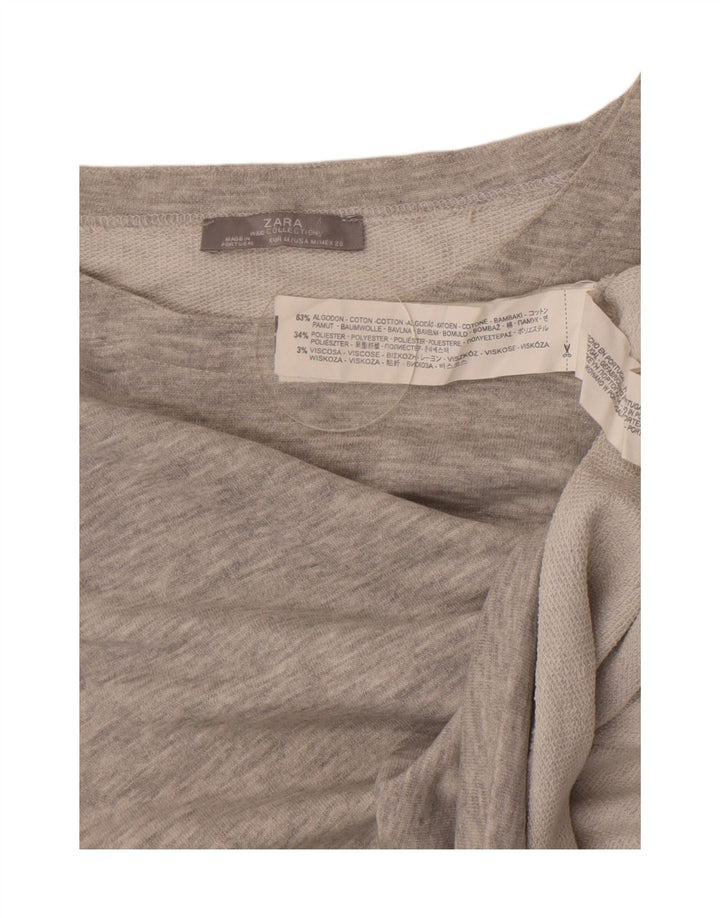 Zara Womens Crop Sweatshirt Jumper UK 12 Medium Grey Flecked Bomuld