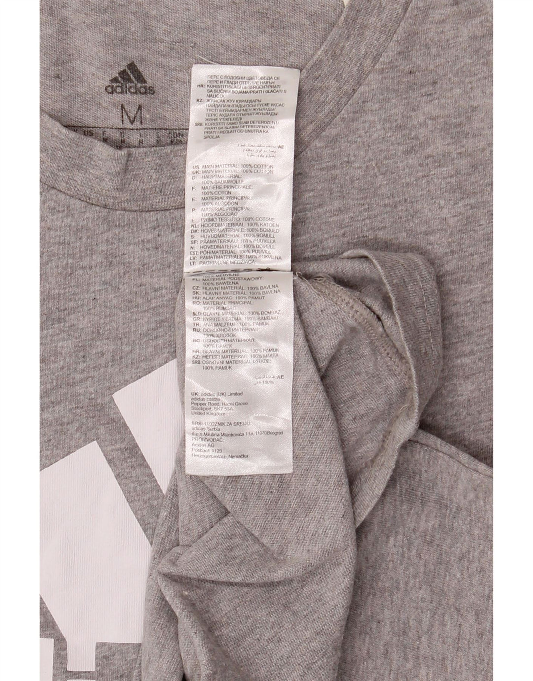 Adidas Dame Grafisk T-Shirt Top UK 12 Medium Grå Bomuld