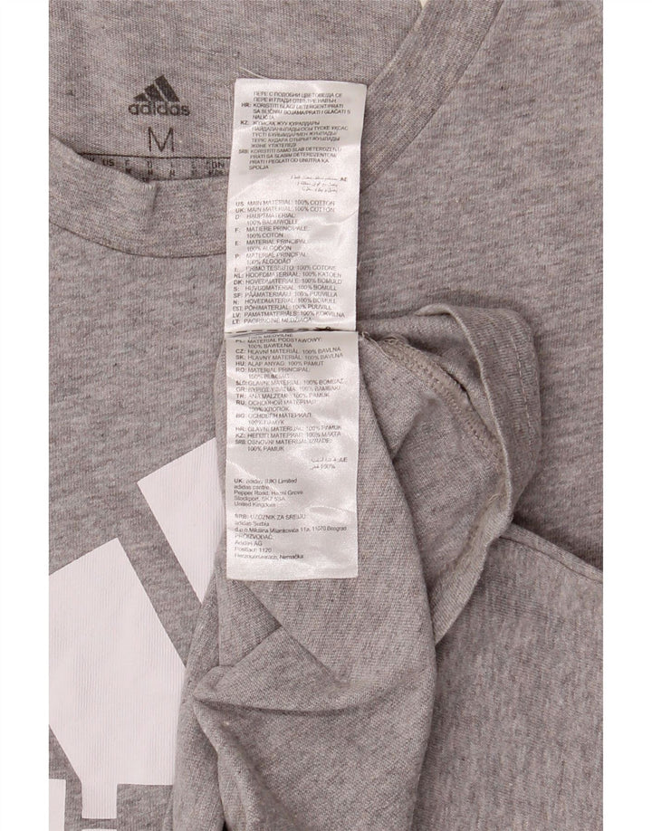 Adidas Dame Grafisk T-Shirt Top UK 12 Medium Grå Bomuld