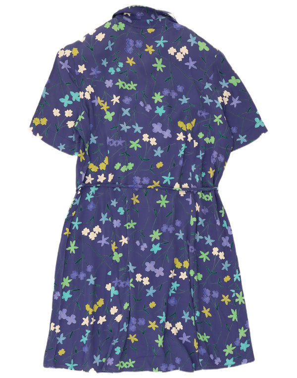 Schneberger kortærmede skjortekjole til kvinder UK 18 XL Blå blomster