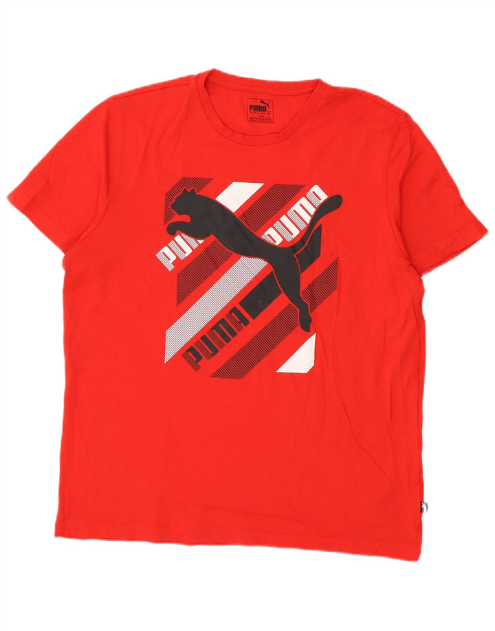 Puma Herre Grafisk T-Shirt Top Stor Rød Bomuld