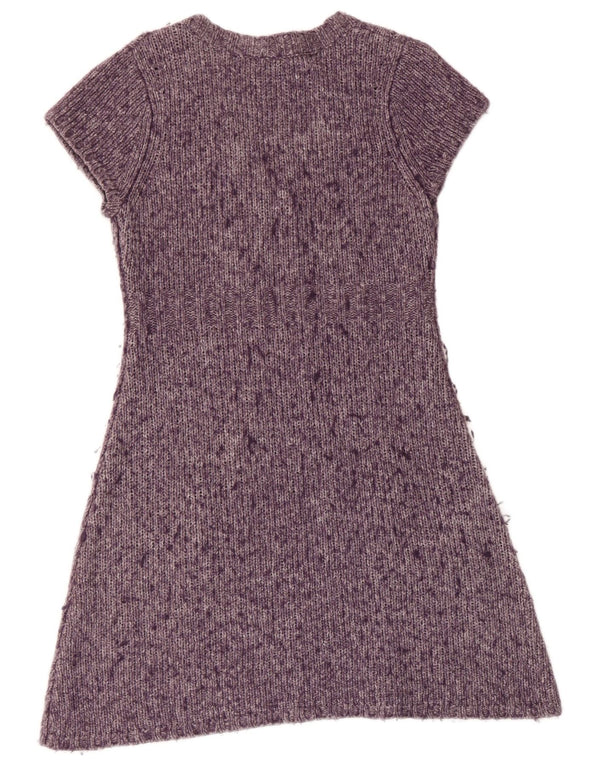 White Stuff Dame Kortærmet Jumper Dress UK 14 Medium Lilla Flecked