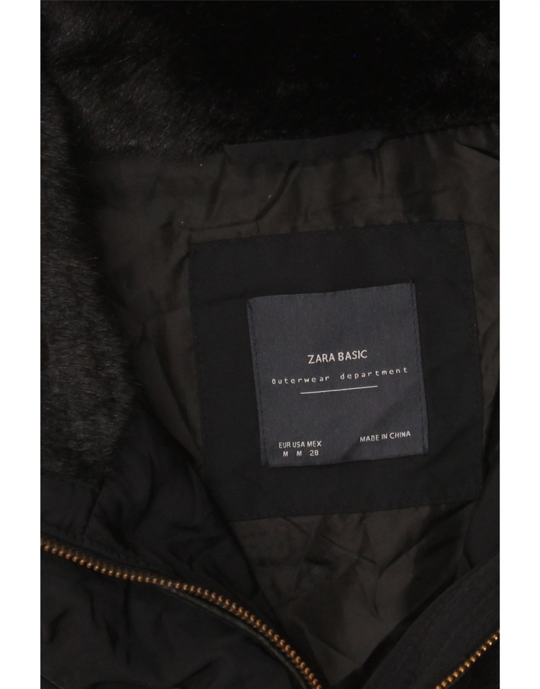 Zara Womens Polstret Frakke UK 14 Medium Black