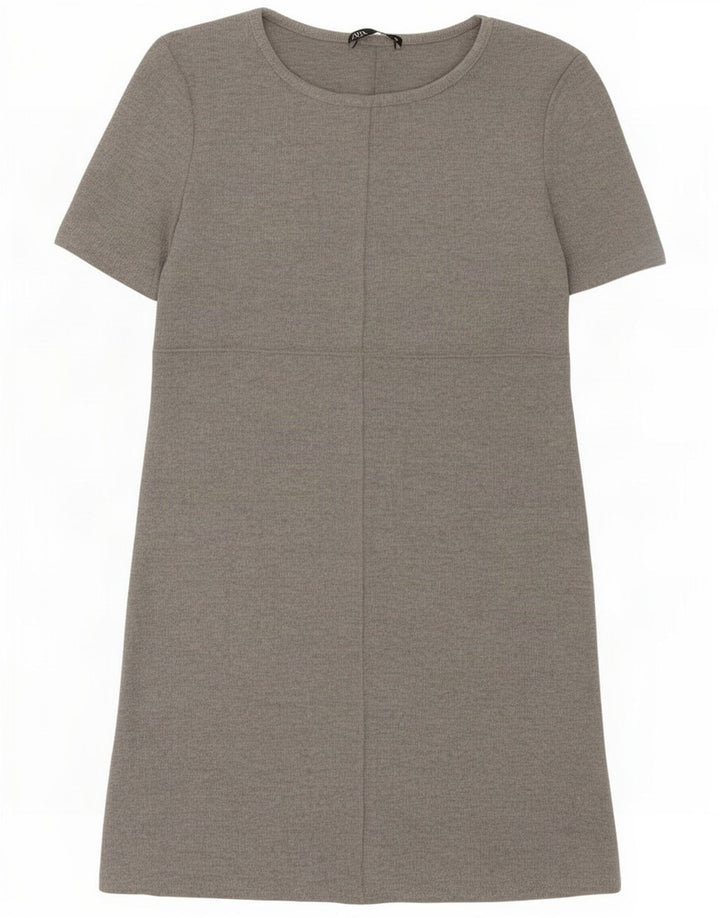 Zara Womens Basic Dress UK 8 Small Grå Polyester