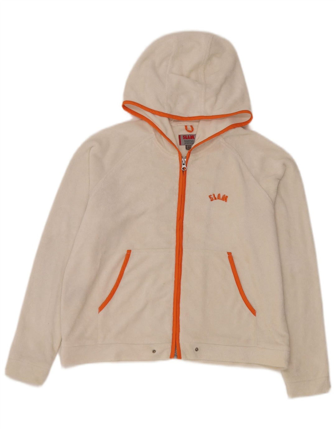 Slam Dame Fleece Oversized Hættetrøje Sweater med lynlås UK 10 Small White Polyester