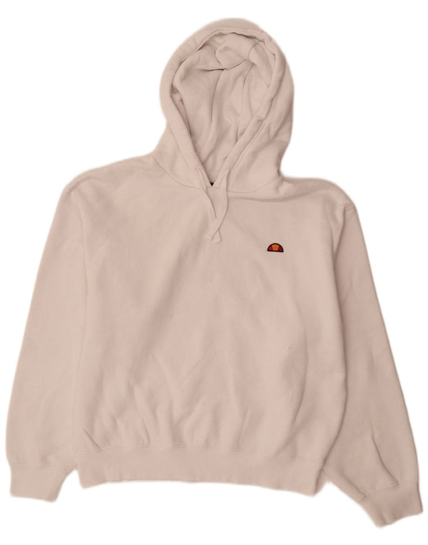 Ellesse Dame Oversized Hoodie Jumper UK 14 Large White Bomuld
