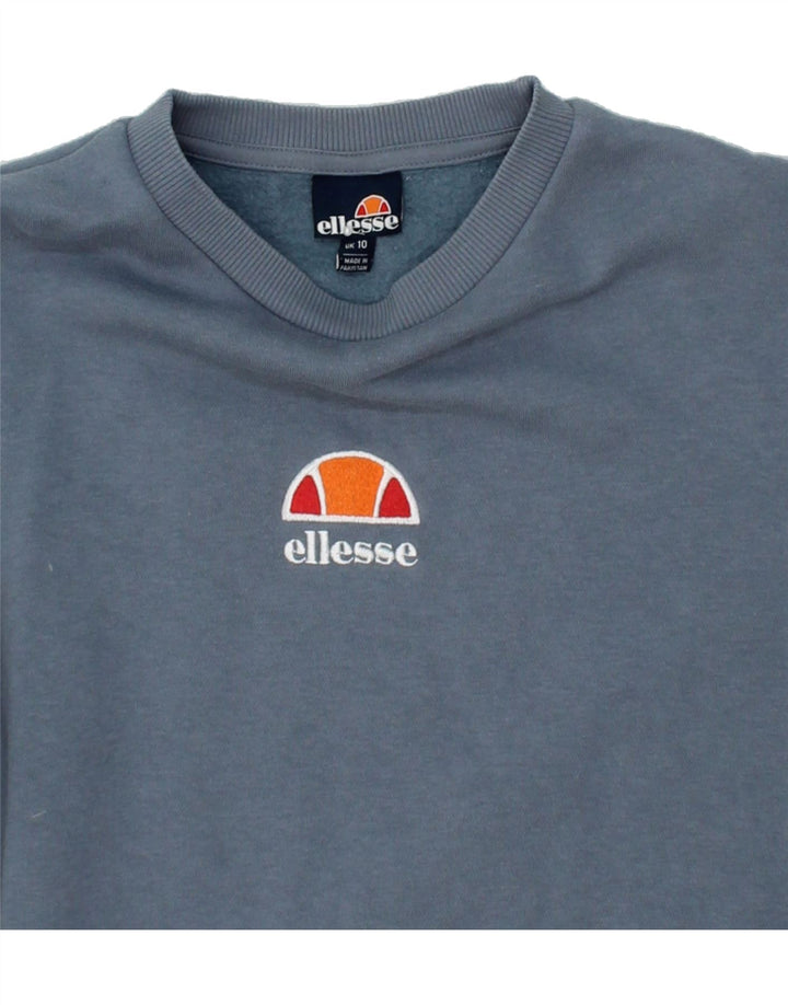 ELLESSE Womens Oversized Sweatshirt Jumper UK 10 Small Grey Cotton Vintage Ellesse and Second-Hand Ellesse from Messina Hembry 