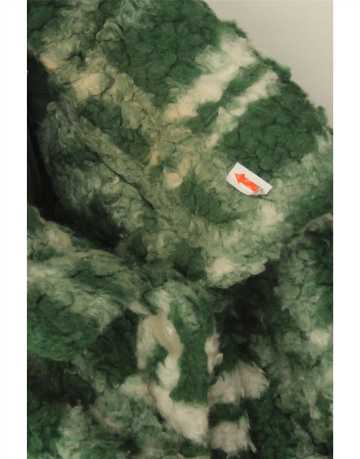 Zara Dame Oversized Fleecejakke UK 14 Stor grøn ternet polyester