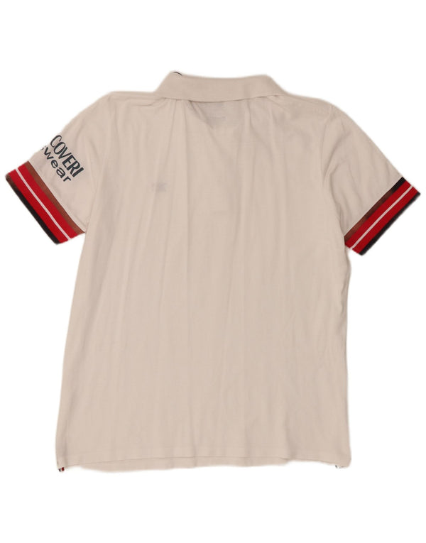 Enrico Coveri Herre grafisk poloshirt 2XL Hvid Colourblock Bomuld