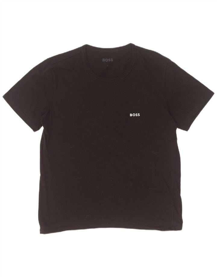 Hugo Boss Herre T-Shirt Top Stor Sort Bomuld